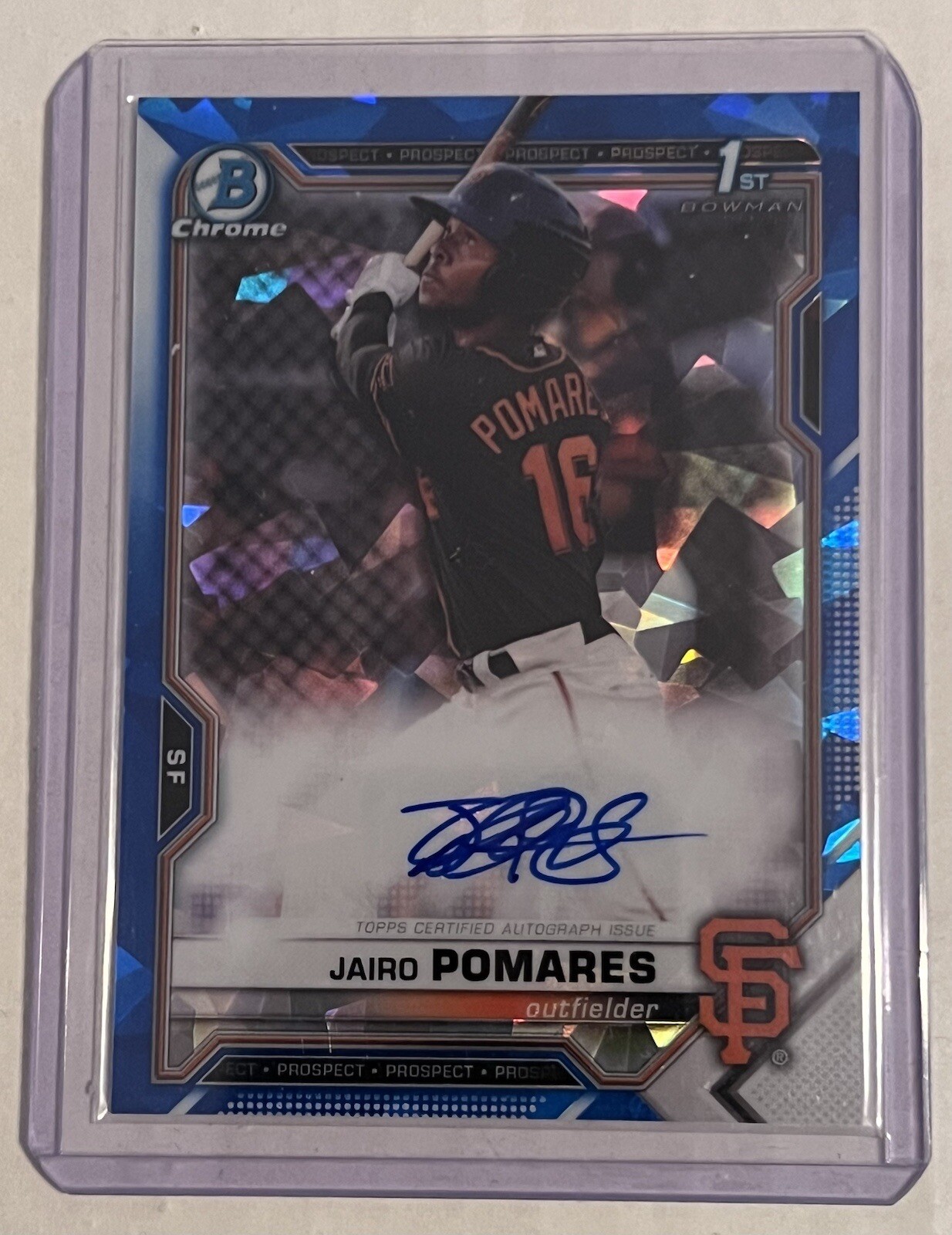 2021 Bowman Sapphire Edition Chrome Prospects Auto Jairo Pomares #BSPA-JP Auto