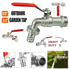 Outdoor Garden Water Tap 1/2 & 3/4" BSP Single Lever Ball Valve Plug Faucet Taps