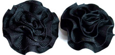 Vintage Look Black Flower Shoe Clips
