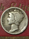 "BUY IT NOW"  1916-P Mercury SILVER Dime  Actual  Coin Shown  F/VF  "BUY IT NOW"