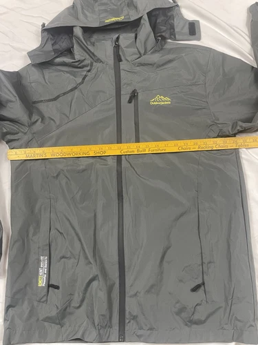 Chaqueta cortavientos gris WEI-TEX impermeable deportes al aire libre talla grande - Imagen 13 de 15