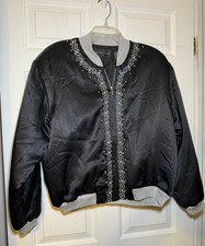 August Silk SMALL Black Bomber Jacket Metalic...