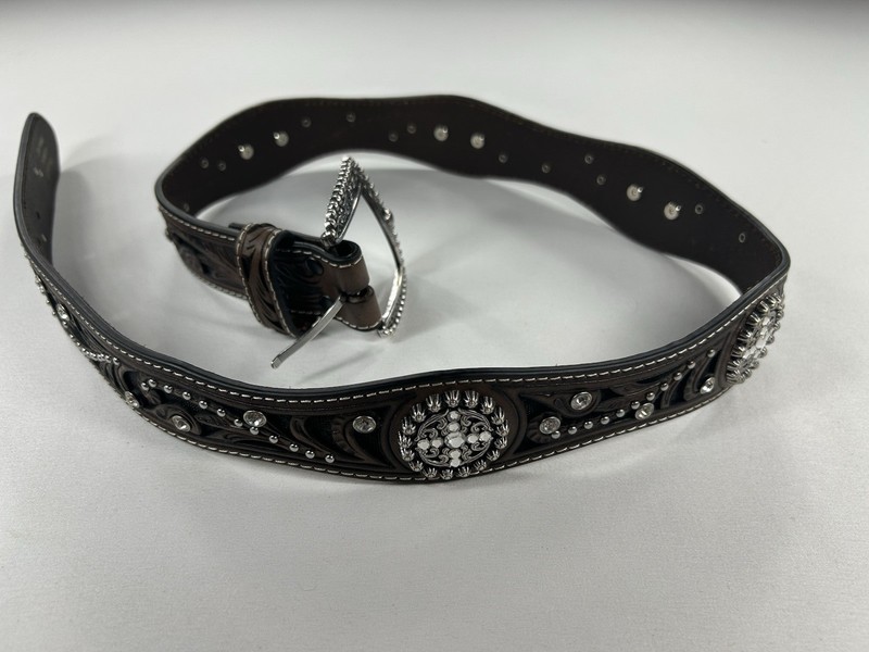 Ariat Women's Scroll Inlay Studded Belt - Genuine Leather - Size Medium