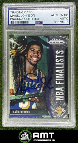 Magic Johnson Signed PSA Auto Authentic 2019-20 Panini Prizm NBA Finalists 9693