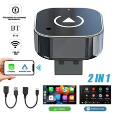 2in1 Cars Wireless CarPlay & Android Auto Adapter Box USB Plug & Play
