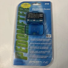Sportline Electronic Calorie Step Distance Counting Pedometer Blue NEW SEALED