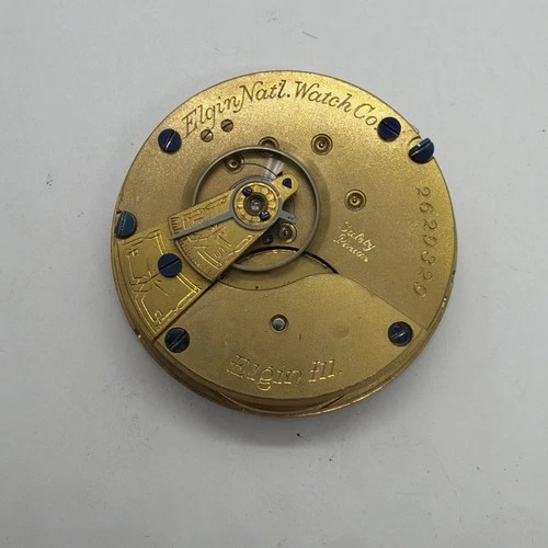 Elgin Grade 96 antique 18 Size Gilt Gold 1888 Hunting movement only Runs 329