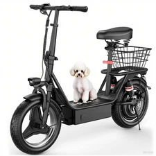 Adult Electric Scooter with Seat 45miles Range 30mph Power by 1200W Wider Deck