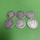 Barber QUARTER  DOLLAR Dates Radom Lot of 6 Coins  90% Silver