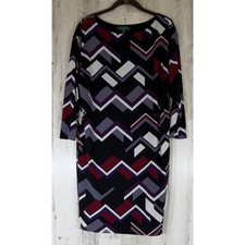 LRL Ralph Lauren Sheath Dress 6 Multicolor Geometric Office Career Workwear Mod