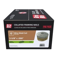 Grip-Rite Wire Collated Exterior Galvanized Ring Shank Coil Framing Nails 3000