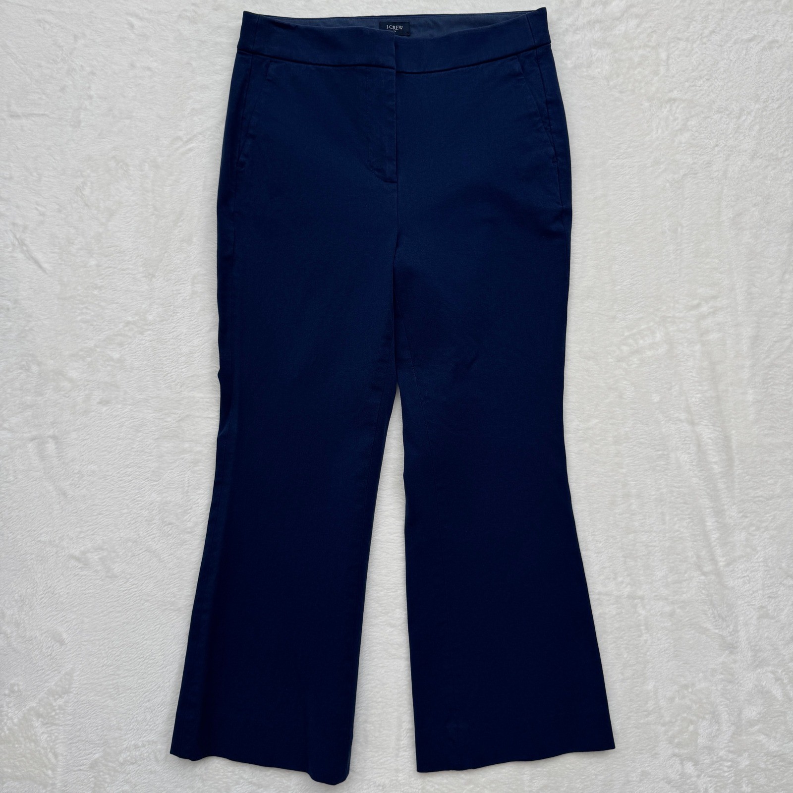 J.Crew Flare Pants Womens 4 Navy Blue Stretch Cotton Blend Workwear Business
