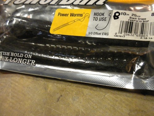 Open Package 5 Left Berkley Powerbait Power Worms Black Grape 10IN / 25CM - Picture 3 of 4