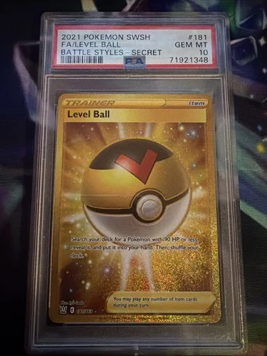 2021 Pokémon Battle Styles Level Ball 181/163 Gold Secret Rare PSA 10