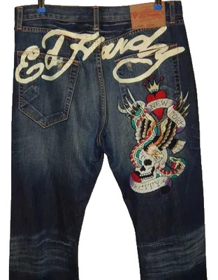 Ed Hardy 2008 Jeans Mens 36x32 / were shortened / New York City Eagle Skull