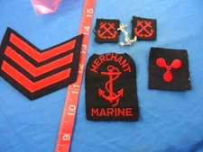 Vintage United States Merchant Marines Rope Anchor Pin, Patch Lot of 6