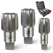 3-Piece NPT Pipe Tap Set, Precision Carbon Steel Tap Set for Clean Accurate T...