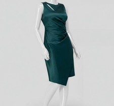 Vince Camuto Womens Green Draped Satin Sheath Dress Size 16
