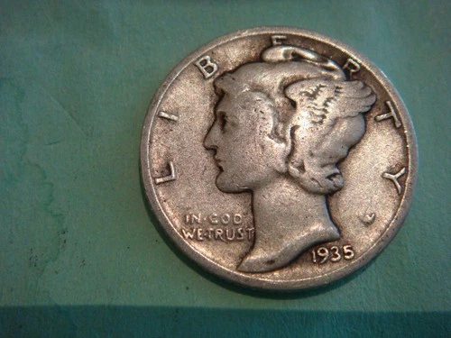 1935 P Mercury Dime Fine cond,  actual coin in photo