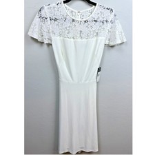 Lauren Ralph Lauren Dress Women Size 8 White Lace Overlay Sheath Dress New