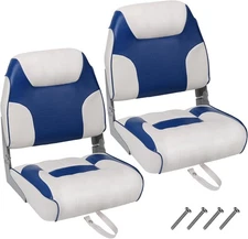 2-Pack Boat Seats Low Back Folding Fishing Boat Captain Chairs Sponge Padding