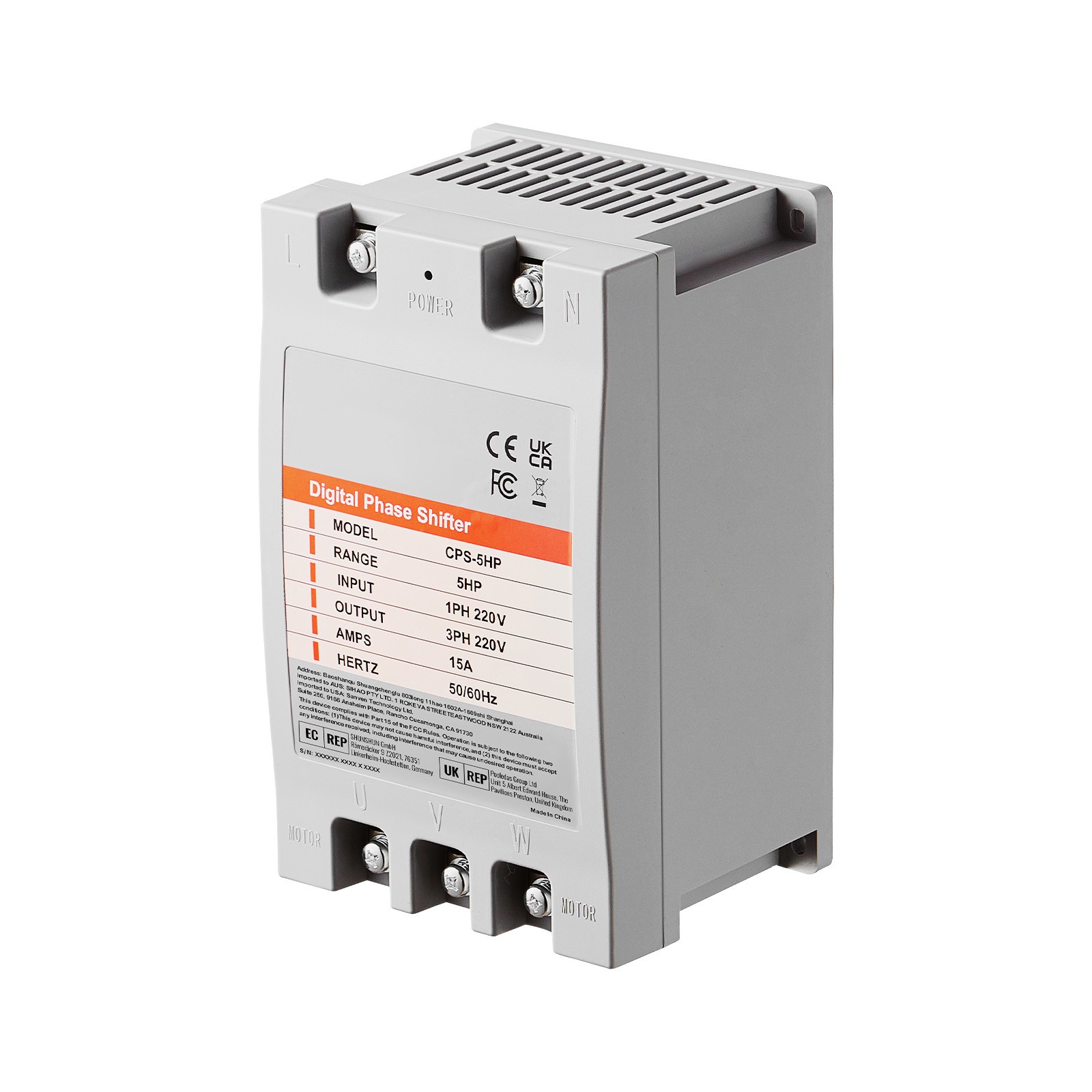 Uimoso 5HP Digital Phase Converter 15A 220V Single to Three Phase