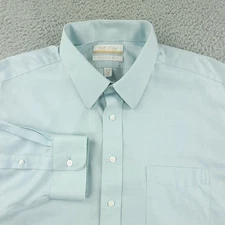 Roundtree & Yorke Dress Shirt Mens 18 35 Blue Non Iron EZ Wash Cotton Twill