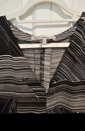 Vestido Rachel Roy Gris y Negro Línea A Estampado Abstracto Sin Mangas Alto/Bajo Talla 2X - Imagen 3 de 3