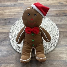 Gingerbread Man Plush with Santa Hat 12” Soft Holiday Plushie