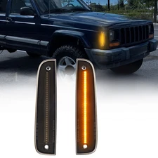 2X Amber Front Corner Parking LED Side Marker Lights For 1997-2001 Jeep Cherokee