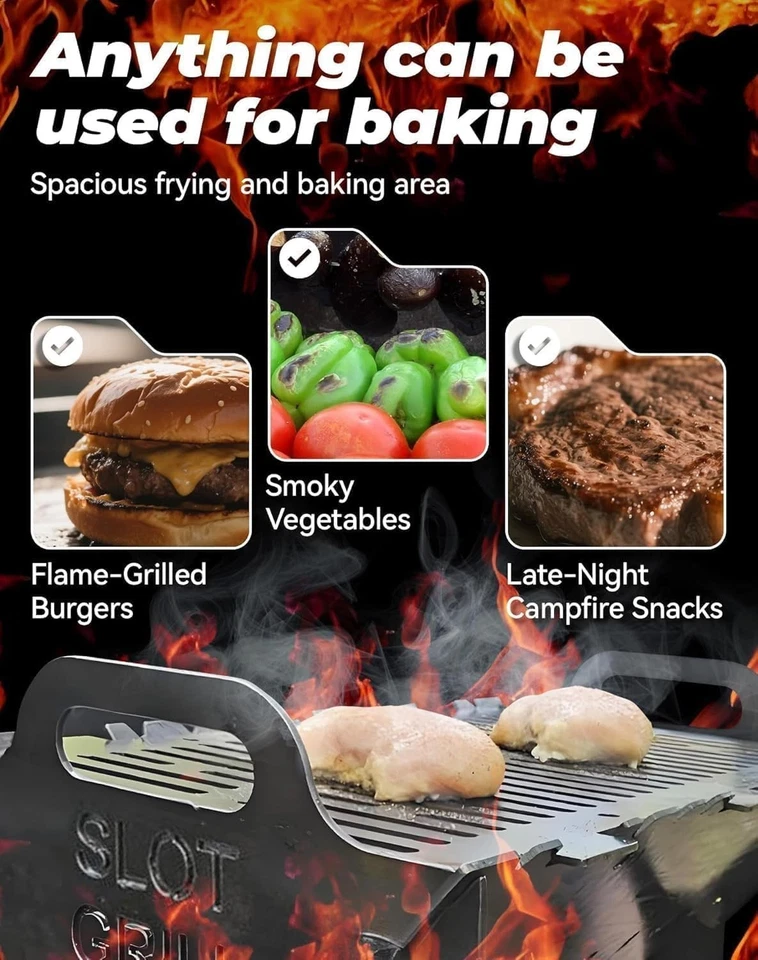 Slot Grill - Collapsible BBQ Grill For Easy Storage Steel, Stainless Steel Slot - Image 4 of 4