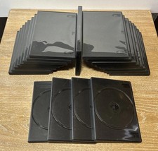 21 Pcs: 4 Double  17 Single DVD/CD Cases Black with Clear Title Sleeve