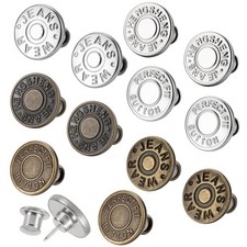 12 Sets Adjustable Jean Buttons Kit No Sew Instant 17mm Replacement Pins