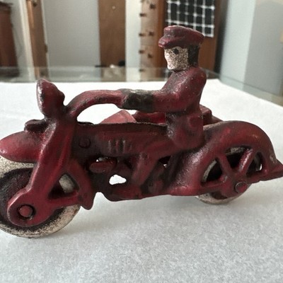 1930s HUBLEY Cast Iron HARLEY DAVIDSON MOTORCYCLE w/ Sidecar Fast Ship