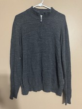 Jos A. Bank 1905 Mens 2XL Quarter Zip Pullover Sweater Dark Gray Knit