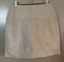 Vtg Y2k Maxima Wilson's soft genuine Beige Leather Mini Skirt Size 6 Lined