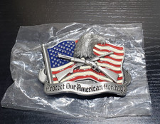 VTG 1993 American Eagle Belt Buckle Protect American Heritage 4027