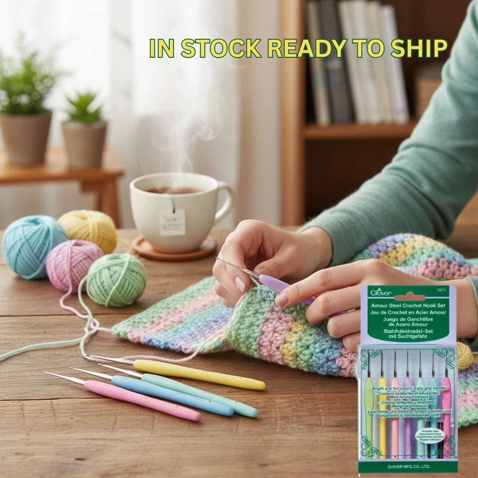 CLOVER Amour Steel Crochet Hook Set Of 7 With Soft Grip Size 0.6mm to 1.75mm - 3 - image 3 of 3