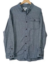 Duluth Trading Co Relaxed Fit Button Up Shirt Men's Large 100% Cotton Blue 