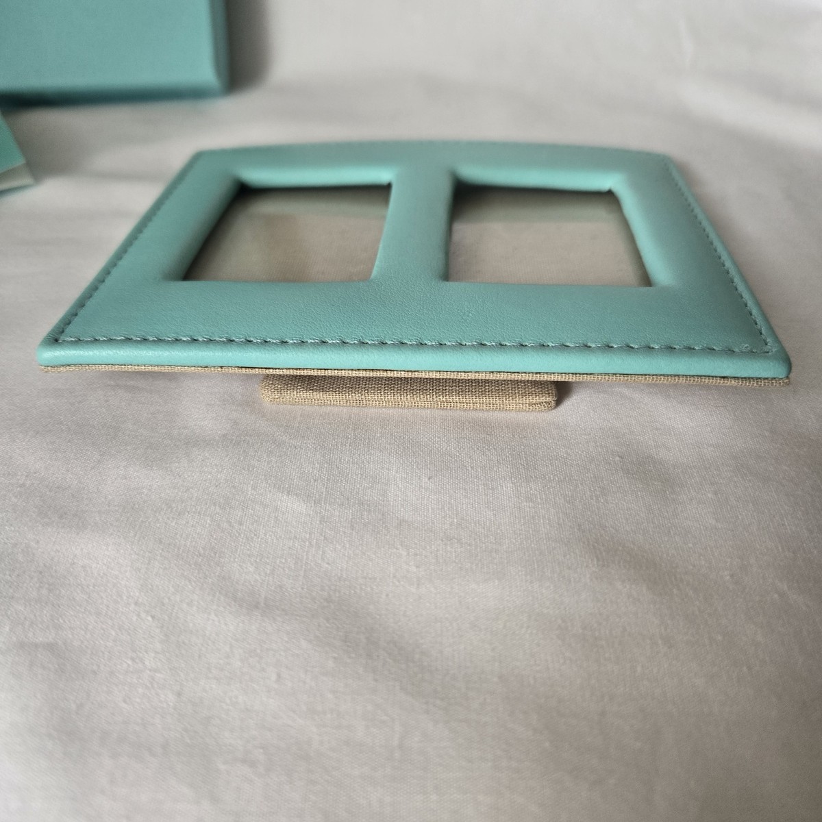Tiffany & Co. Leather Photo Picture Frame Square Blue Unused W5in