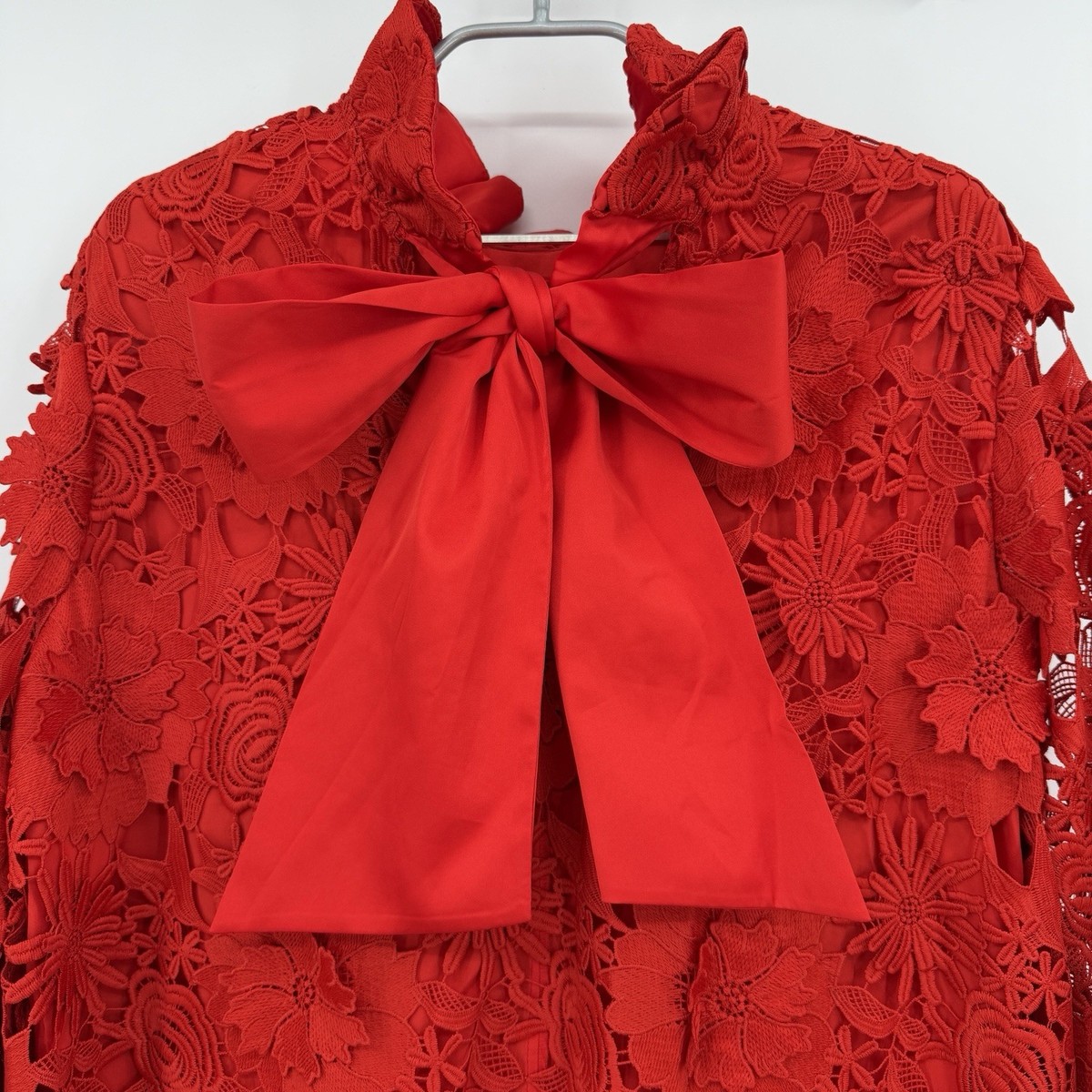 Tuckernuck Red Guipure Lace Daphne Dress size XL Ruffle Collar Bow Party *  | eBay