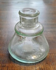 Antique Blown 1897 Carter's Ink Bottle Cone Shape Light Green Applied Top