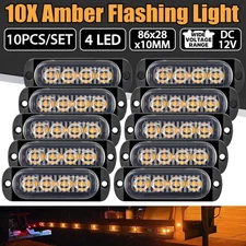 10x Amber Flashing Light Emergency Beacon 4 LED Warning Hazard Strobe Car Truck