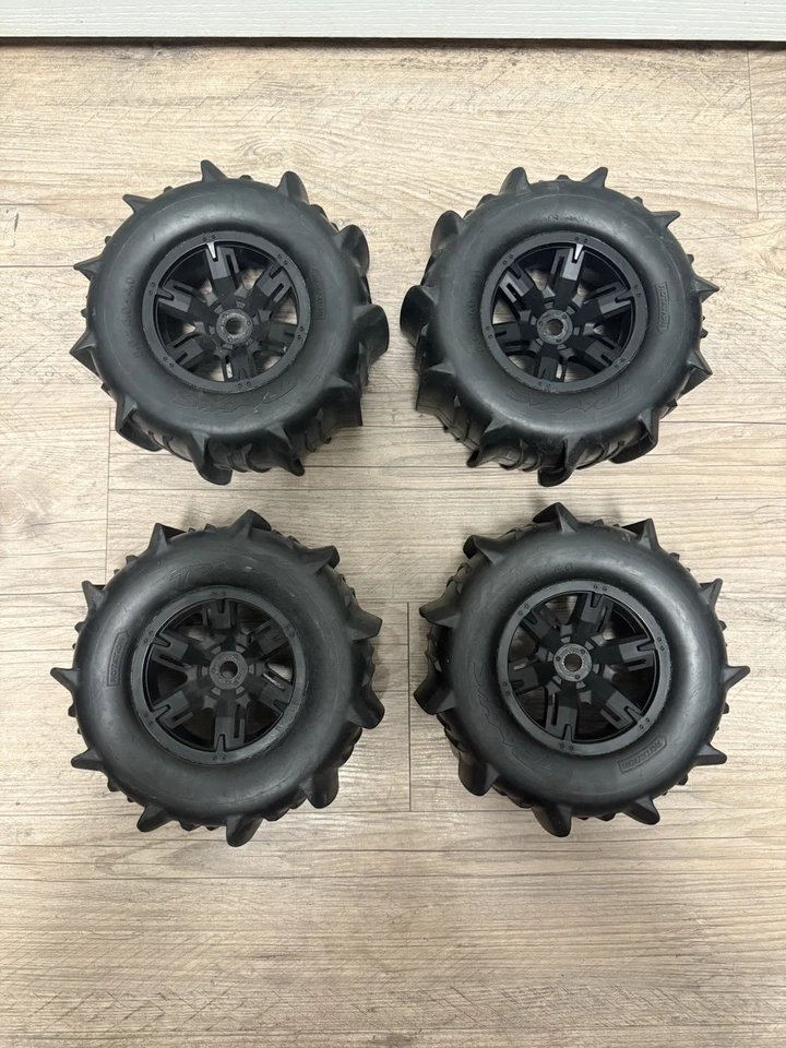 Traxxas XRT X-Maxx Sand Paddle Tires & Wheels Complete Set Of 4 TRA7773 Rc - Image 3 of 4