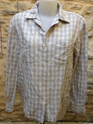 ARMANI J haut chemise manche longue carreaux beige bleu Taille 40 - Photo 1/4