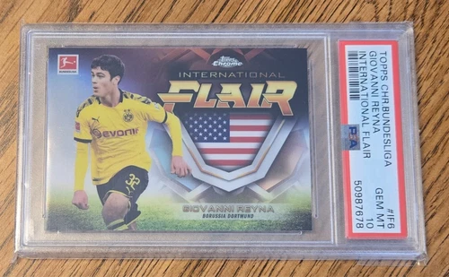 GIOVANNI REYNA 2019 TOPPS CHROME BUNDESLIGA INTERNATIONAL FLAIR ROOKIE RC PSA 10