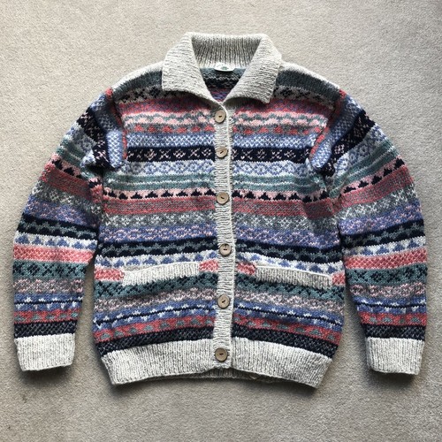 Pachamama Vintage Women’s Pure Wool Fair Isle Chunky Knit Cardigan Size S/M