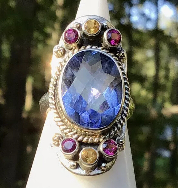 Nicky Butler Amethyst Citrine Topaz Limited Edition Cluster Ring Size 6 1284/1500