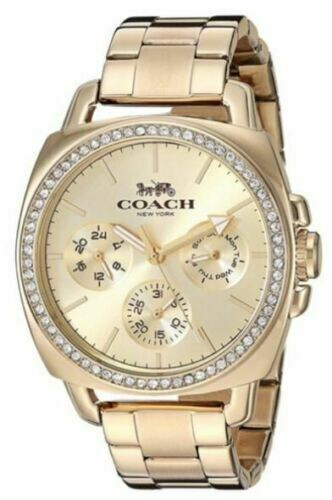 Coach 14503130 Boyfriend Chronograph goldfarben Kristall akzentuiert Damenuhr - Bild 1 von 6
