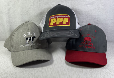 Lot Of 3 Agricultural Caps Hats D.B.S. Commodities PPF Co-op Gin Cotton Cow